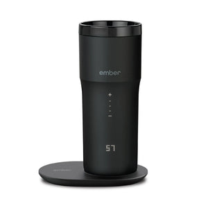 Electric Coffee Travel Mug black V2 - 355ml a schwaarz mat digitalem Display a Wäermplack fir eng optimal Kaffistemperatur.