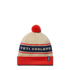 Pom-Beanie Wäiss / Orange YETI