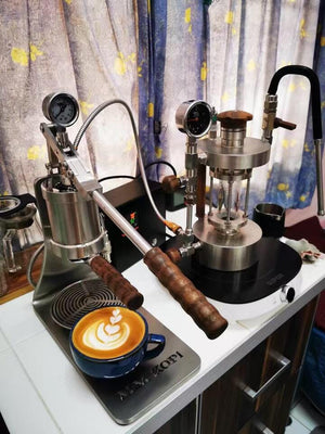 Aleman Sniper Espressomaschinn mat manuellem Hiewel | Precision Tower aus Edelstahl